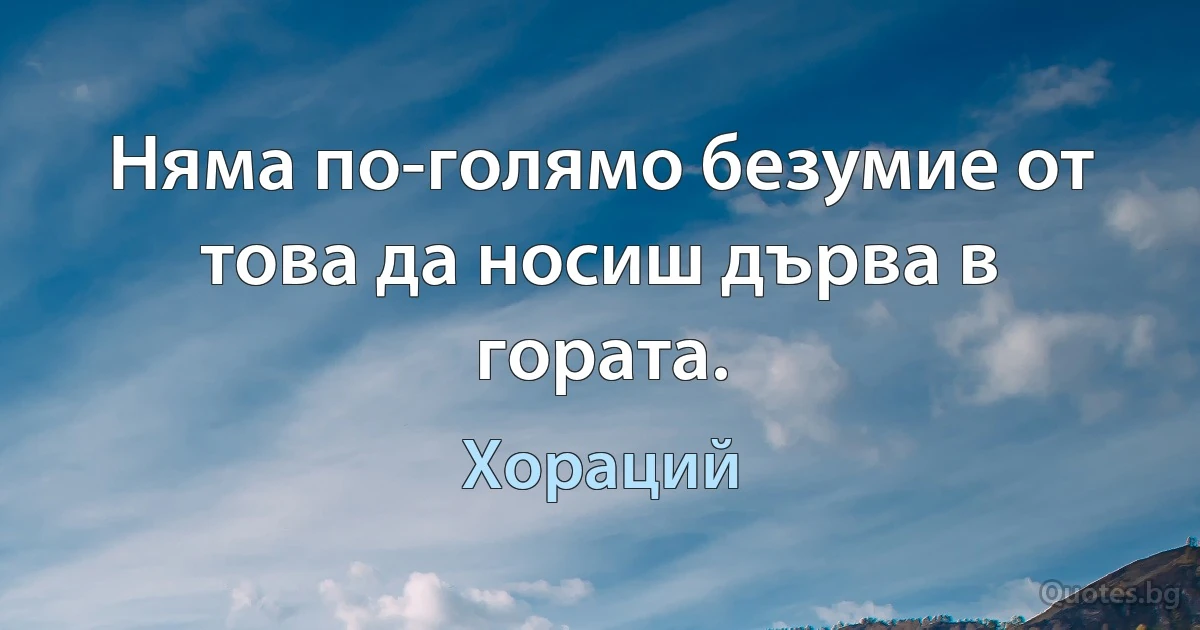 Няма по-голямо безумие от това да носиш дърва в гората. (Хораций)