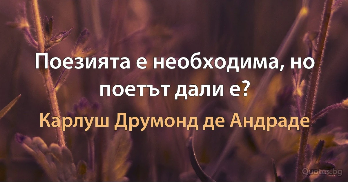 Поезията е необходима, но поетът дали е? (Карлуш Друмонд де Андраде)