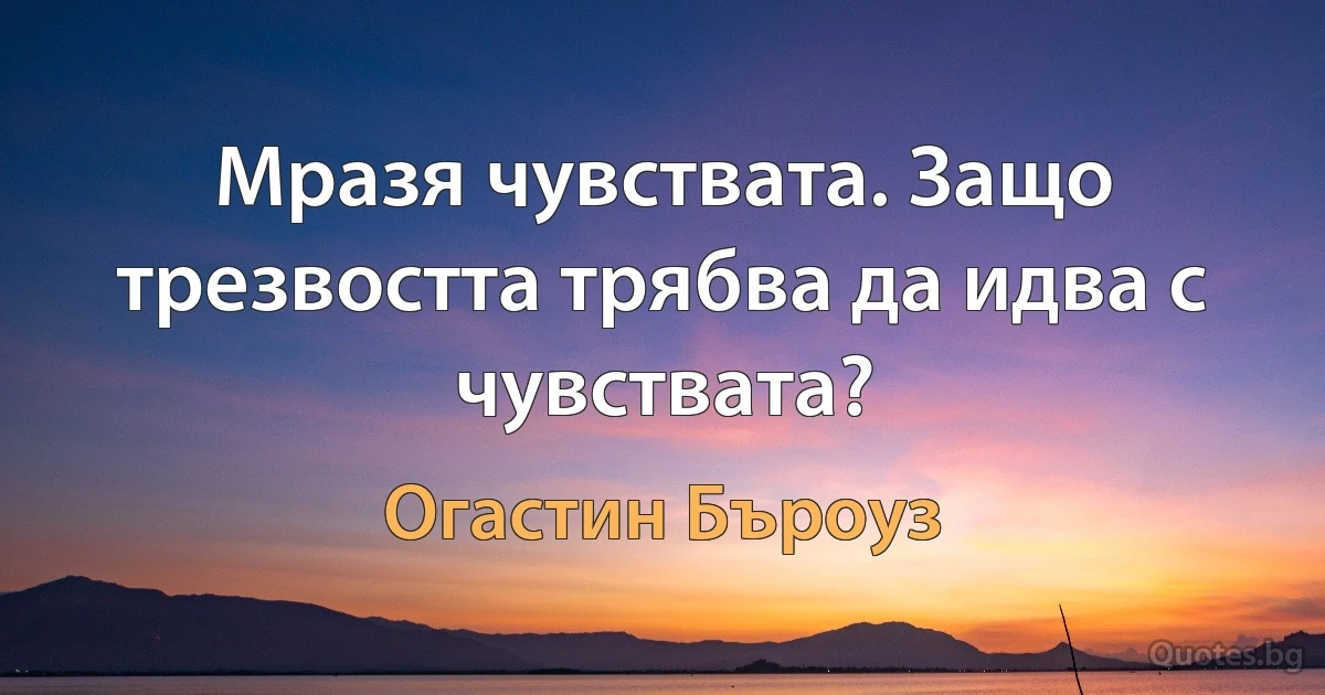 Мразя чувствата. Защо трезвостта трябва да идва с чувствата? (Огастин Бъроуз)