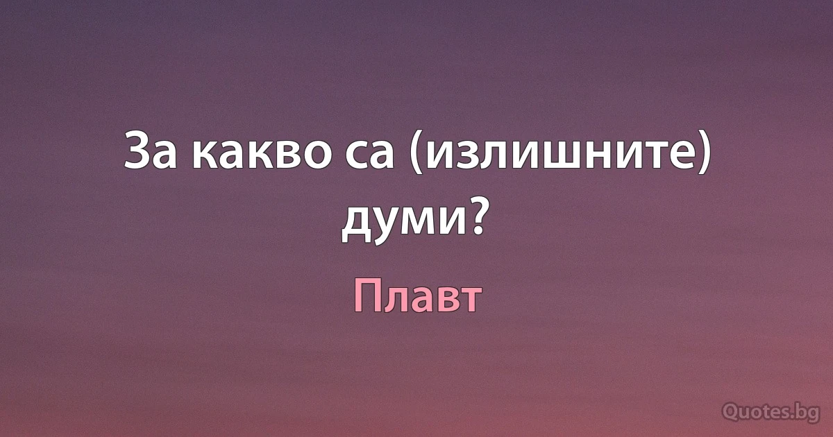 За какво са (излишните) думи? (Плавт)