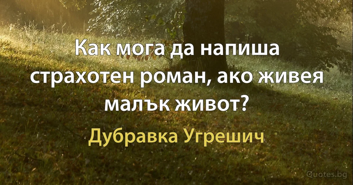 Как мога да напиша страхотен роман, ако живея малък живот? (Дубравка Угрешич)