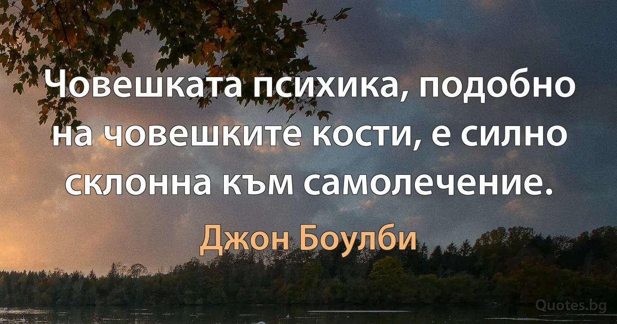 Човешката психика, подобно на човешките кости, е силно склонна към самолечение. (Джон Боулби)