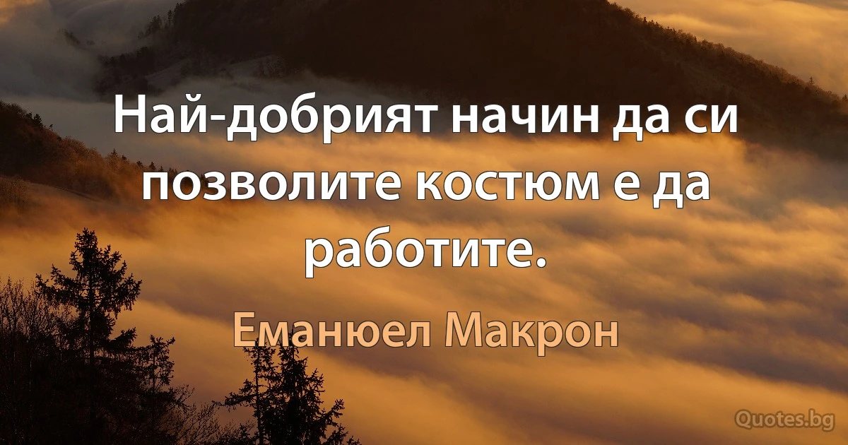 Най-добрият начин да си позволите костюм е да работите. (Еманюел Макрон)