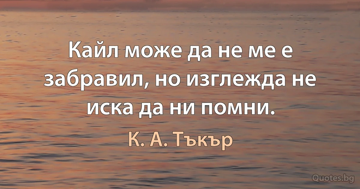 Кайл може да не ме е забравил, но изглежда не иска да ни помни. (К. А. Тъкър)