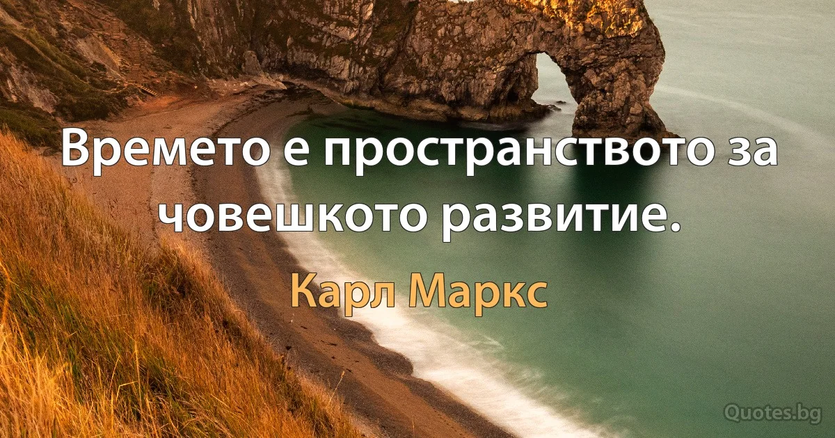 Времето е пространството за човешкото развитие. (Карл Маркс)