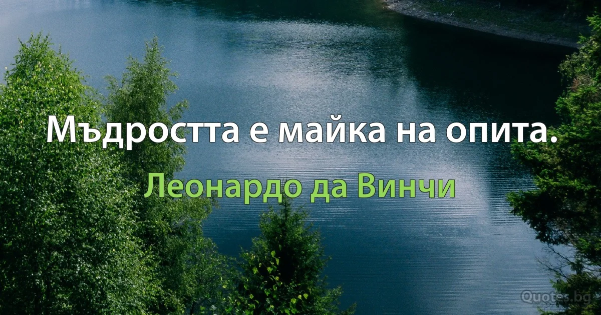 Мъдростта е майка на опита. (Леонардо да Винчи)