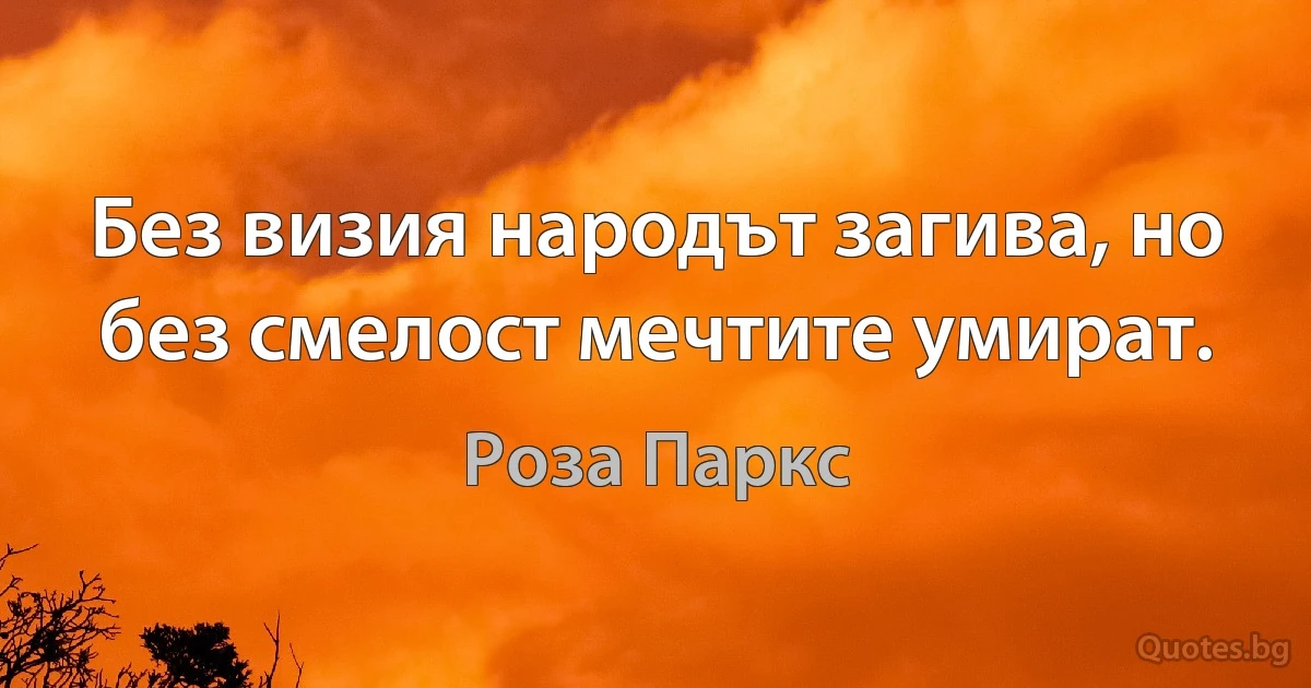 Без визия народът загива, но без смелост мечтите умират. (Роза Паркс)