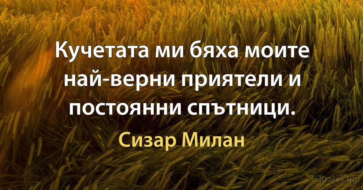 Кучетата ми бяха моите най-верни приятели и постоянни спътници. (Сизар Милан)