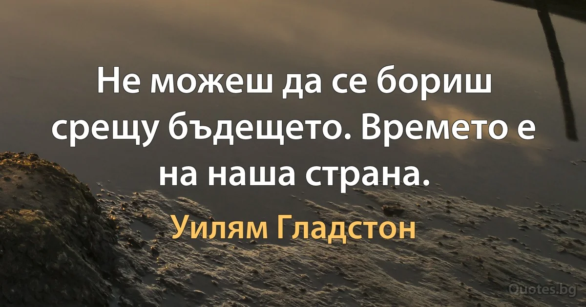 Не можеш да се бориш срещу бъдещето. Времето е на наша страна. (Уилям Гладстон)