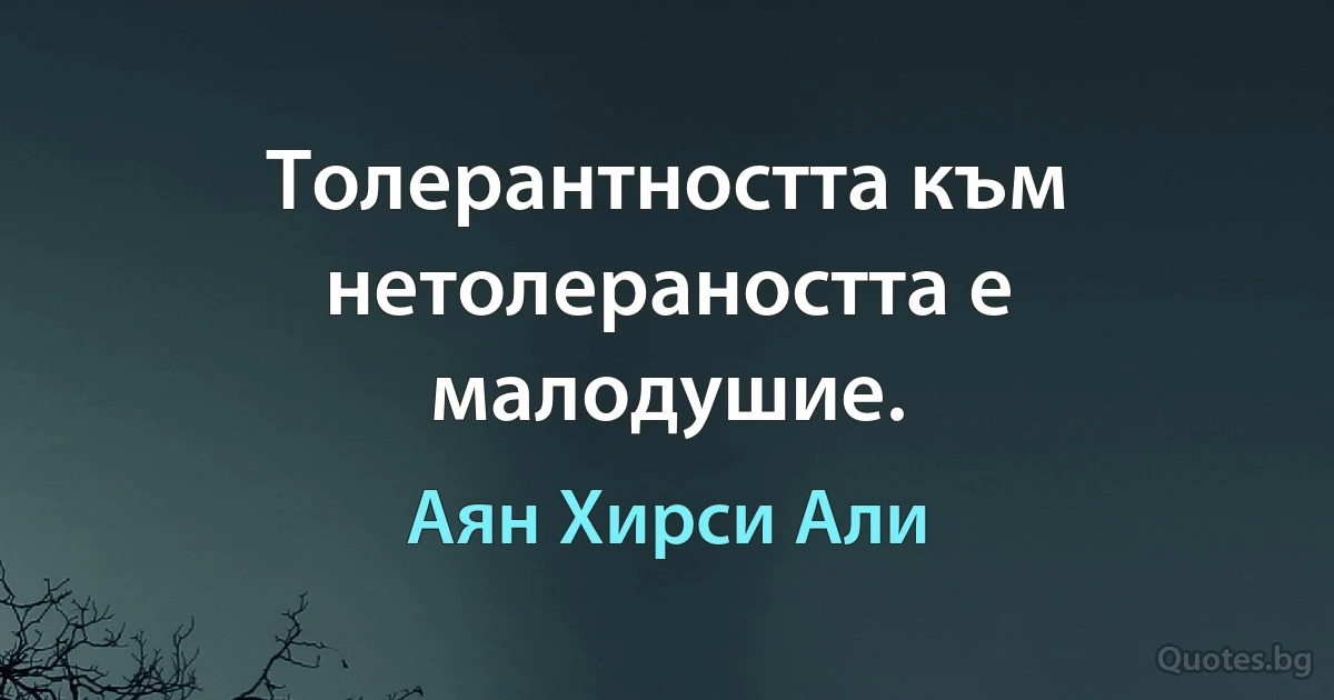 Толерантността към нетолераността е малодушие. (Аян Хирси Али)