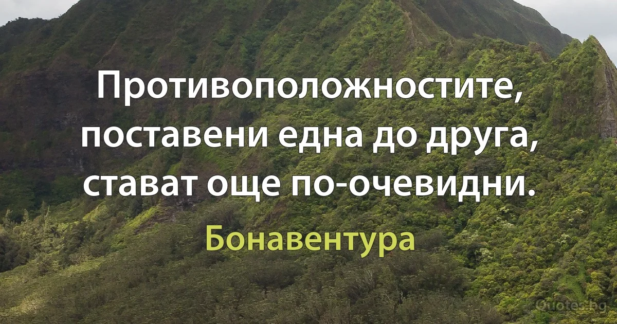 Противоположностите, поставени една до друга, стават още по-очевидни. (Бонавентура)