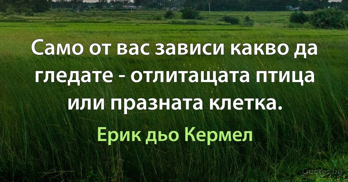 Само от вас зависи какво да гледате - отлитащата птица или празната клетка. (Ерик дьо Кермел)