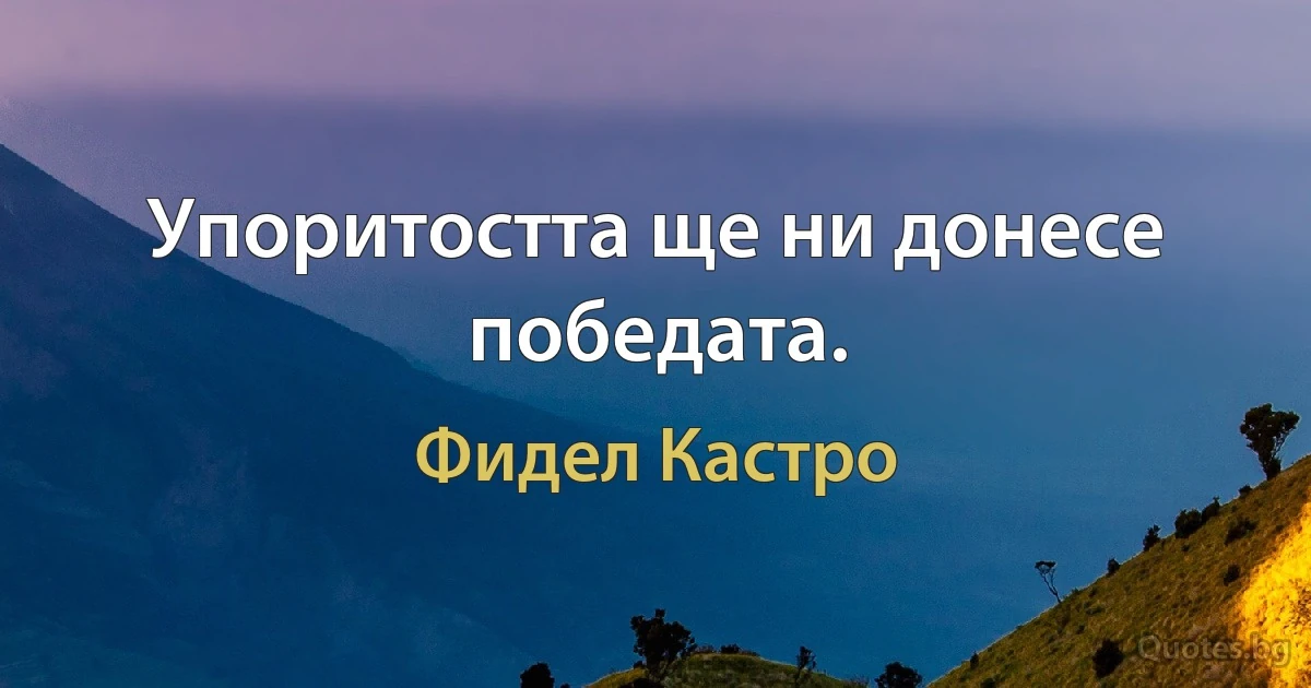 Упоритостта ще ни донесе победата. (Фидел Кастро)