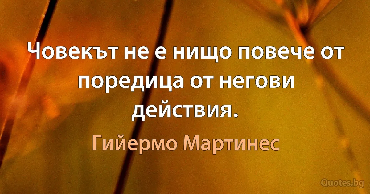 Човекът не е нищо повече от поредица от негови действия. (Гийермо Мартинес)