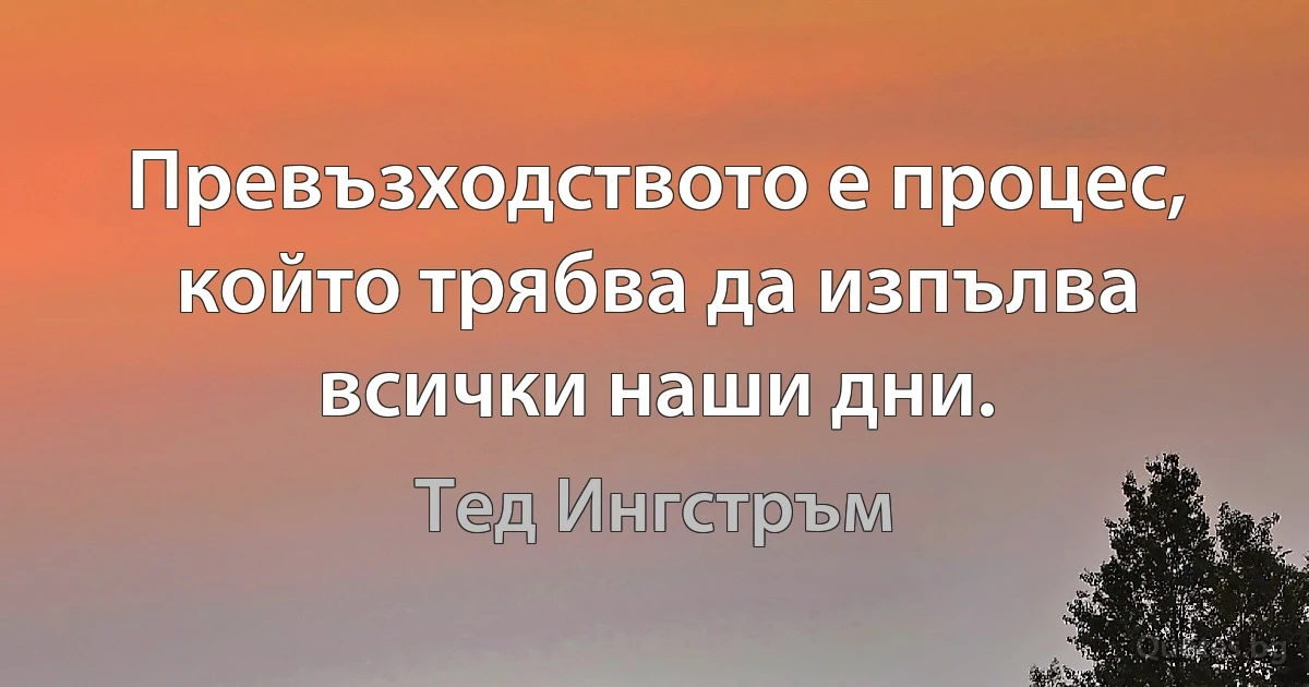 Превъзходството е процес, който трябва да изпълва всички наши дни. (Тед Ингстръм)