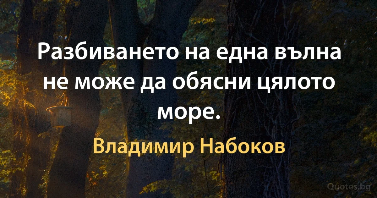 Разбиването на една вълна не може да обясни цялото море. (Владимир Набоков)