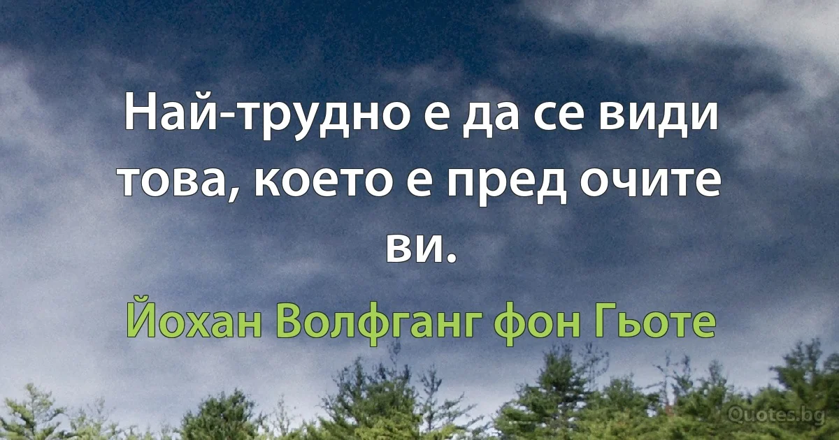 Най-трудно е да се види това, което е пред очите ви. (Йохан Волфганг фон Гьоте)