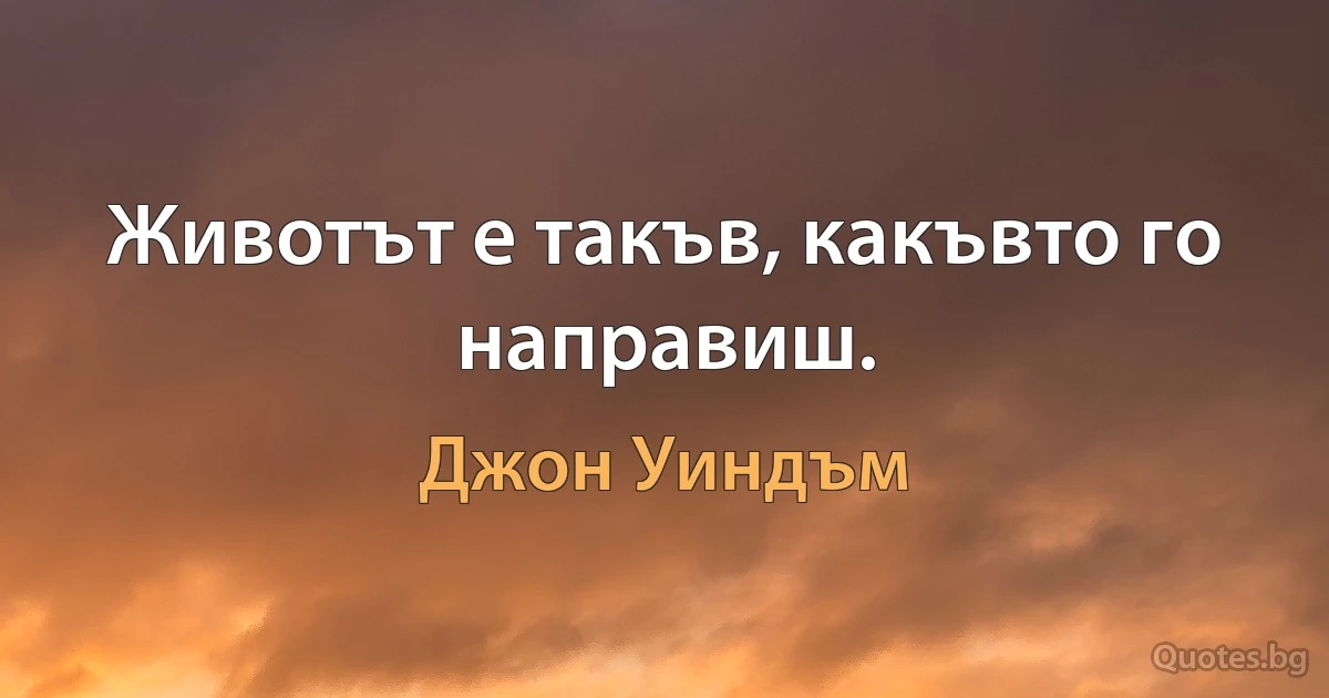 Животът е такъв, какъвто го направиш. (Джон Уиндъм)