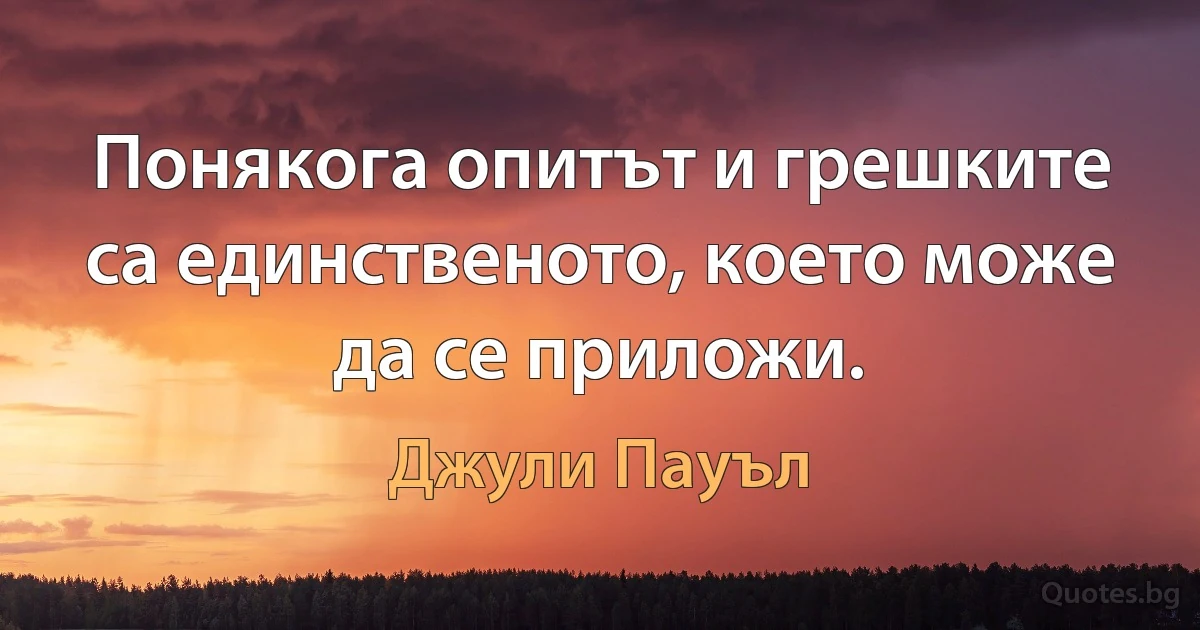 Понякога опитът и грешките са единственото, което може да се приложи. (Джули Пауъл)