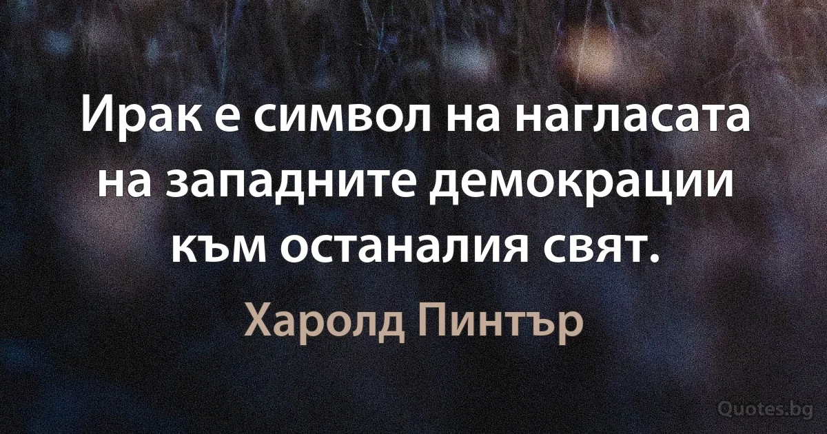 Ирак е символ на нагласата на западните демокрации към останалия свят. (Харолд Пинтър)