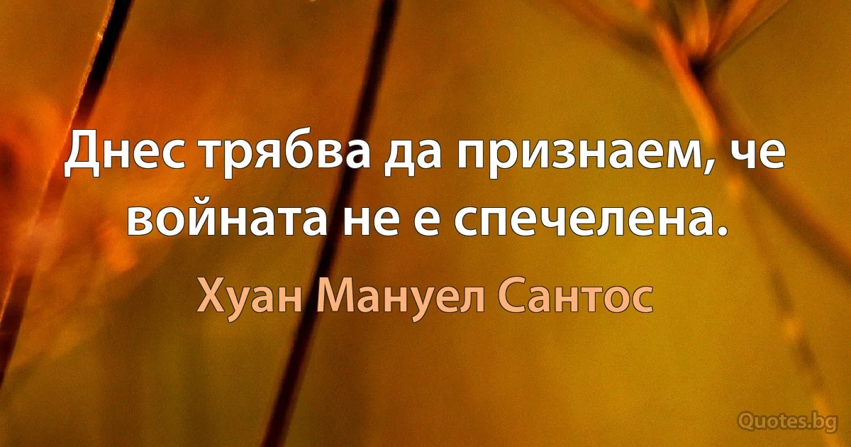 Днес трябва да признаем, че войната не е спечелена. (Хуан Мануел Сантос)