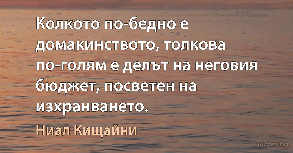 Колкото по-бедно е домакинството, толкова по-голям е делът на неговия бюджет, посветен на изхранването. (Ниал Кищайни)