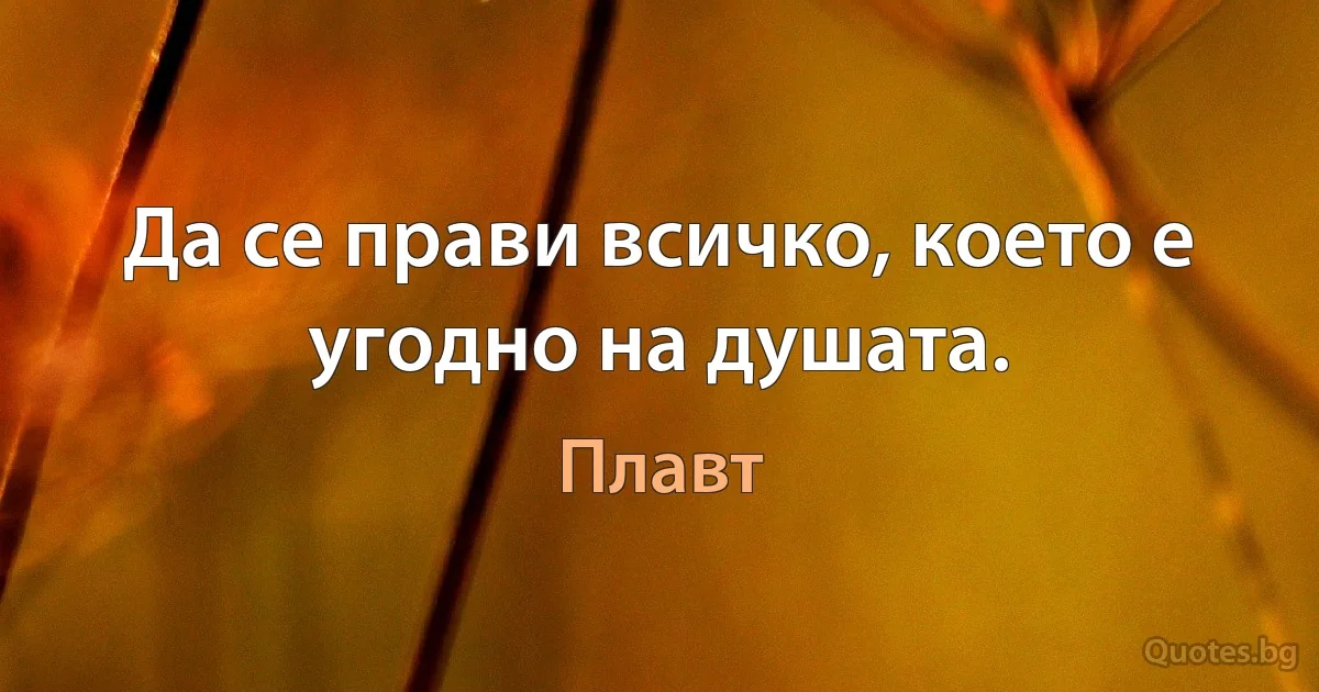 Да се прави всичко, което е угодно на душата. (Плавт)