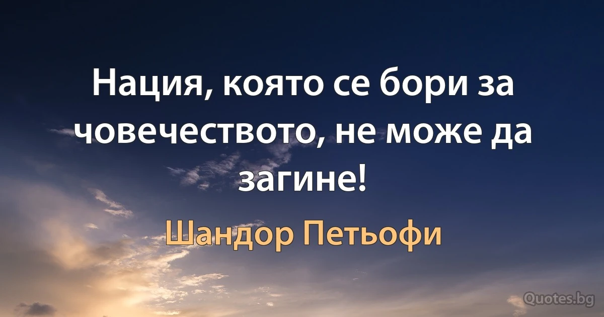 Нация, която се бори за човечеството, не може да загине! (Шандор Петьофи)