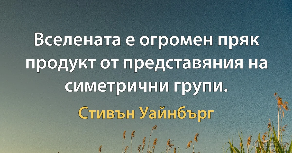 Вселената е огромен пряк продукт от представяния на симетрични групи. (Стивън Уайнбърг)