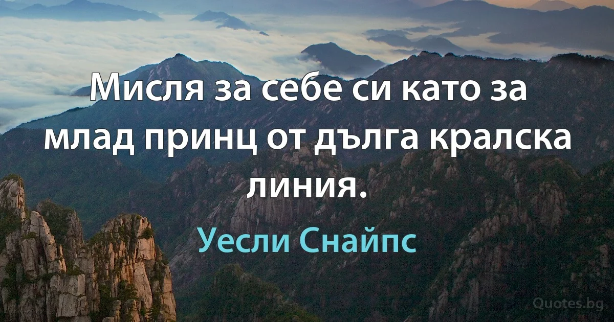 Мисля за себе си като за млад принц от дълга кралска линия. (Уесли Снайпс)