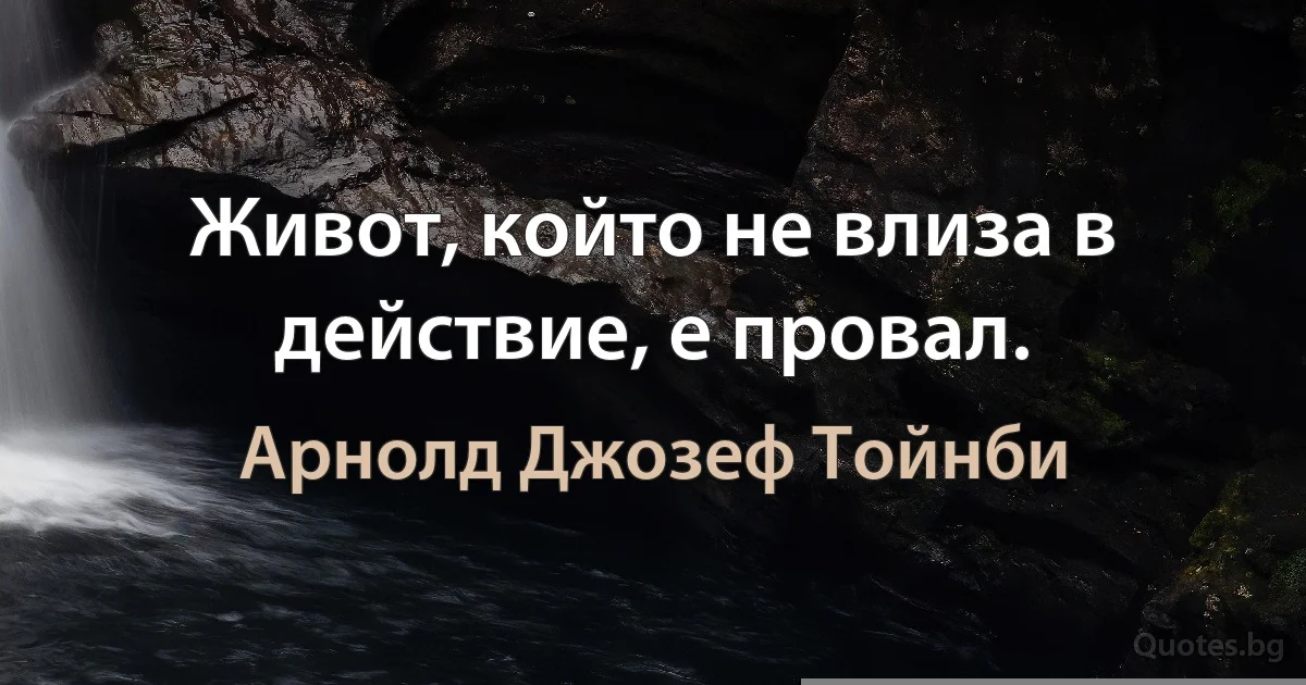 Живот, който не влиза в действие, е провал. (Арнолд Джозеф Тойнби)