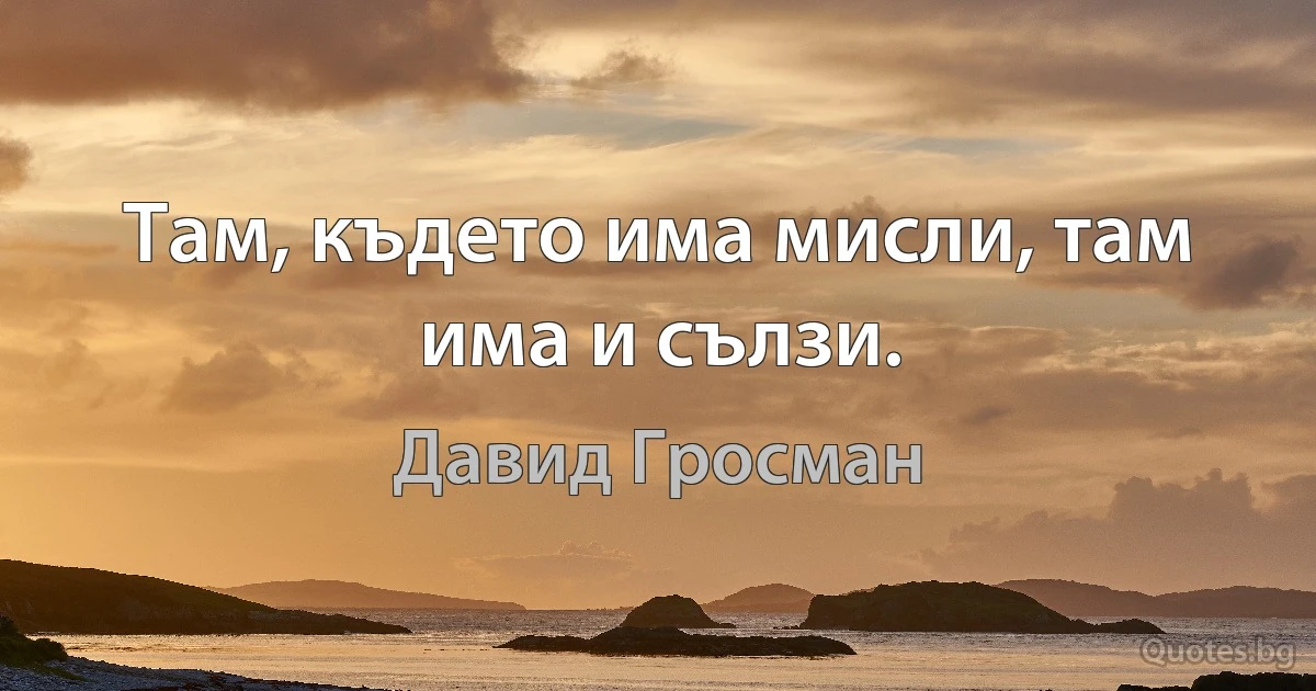 Там, където има мисли, там има и сълзи. (Давид Гросман)