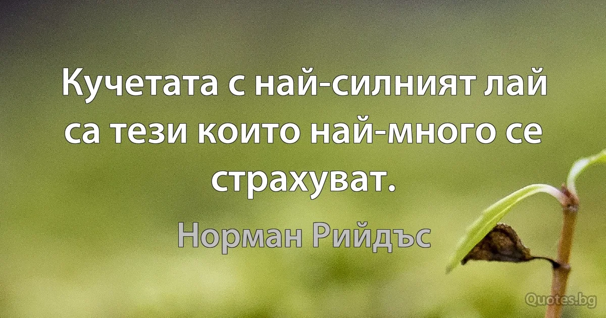 Кучетата с най-силният лай са тези които най-много се страхуват. (Норман Рийдъс)