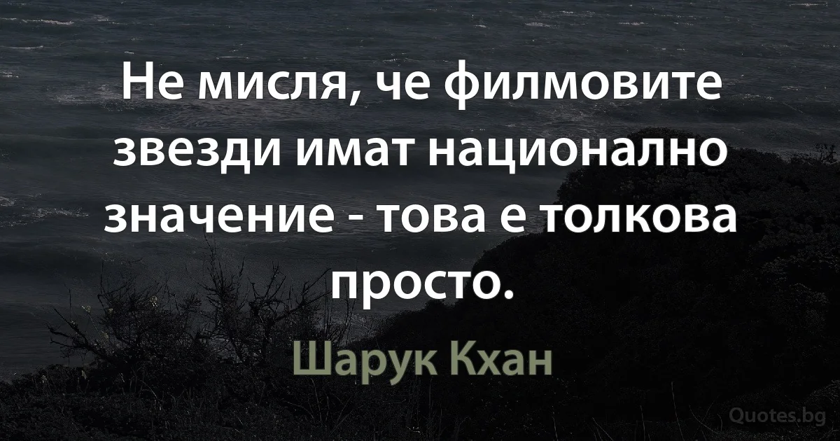 Не мисля, че филмовите звезди имат национално значение - това е толкова просто. (Шарук Кхан)