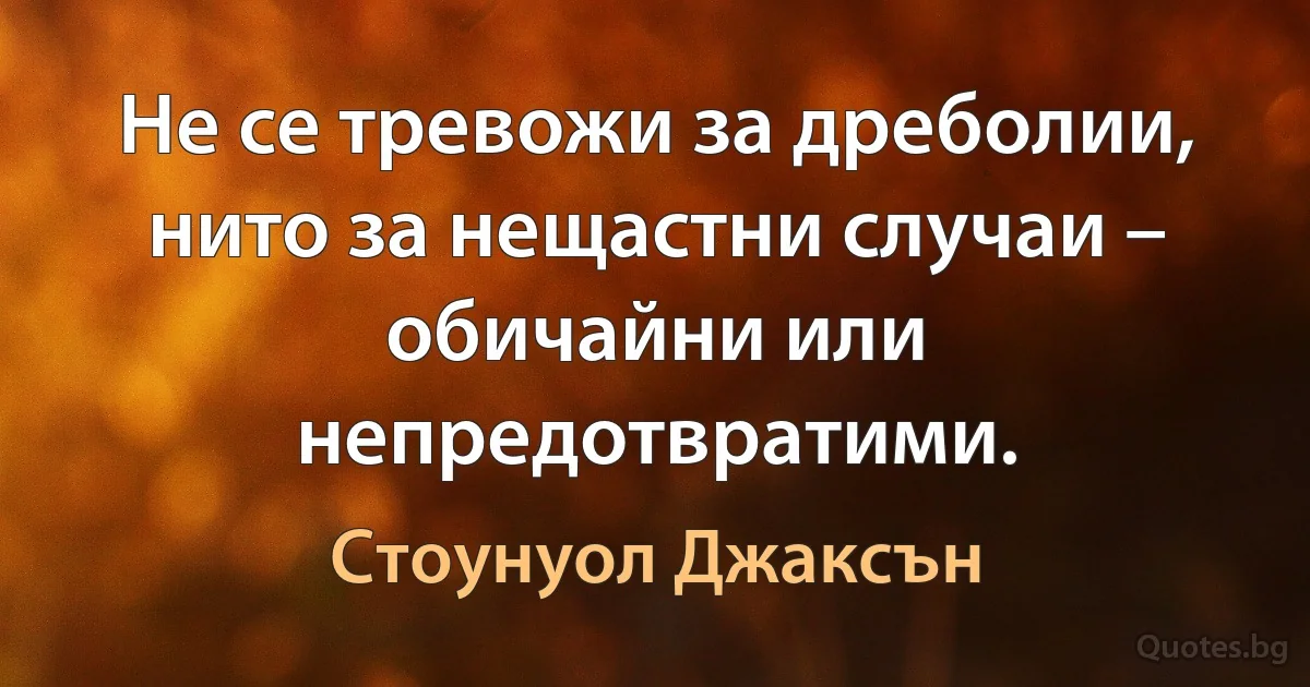 Не се тревожи за дреболии, нито за нещастни случаи – обичайни или непредотвратими. (Стоунуол Джаксън)