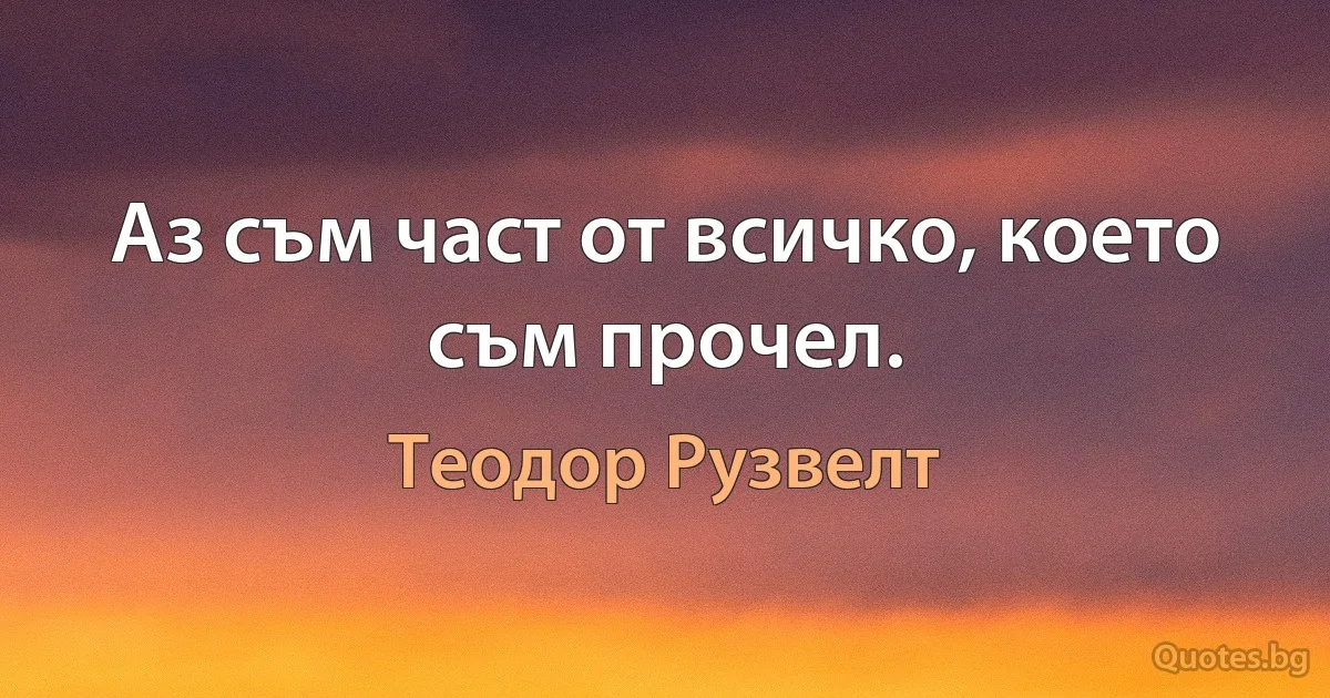 Аз съм част от всичко, което съм прочел. (Теодор Рузвелт)