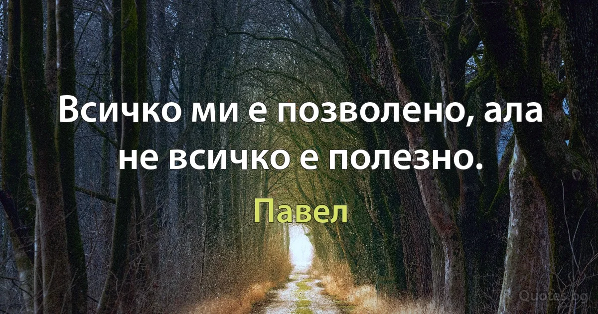 Всичко ми е позволено, ала не всичко е полезно. (Павел)