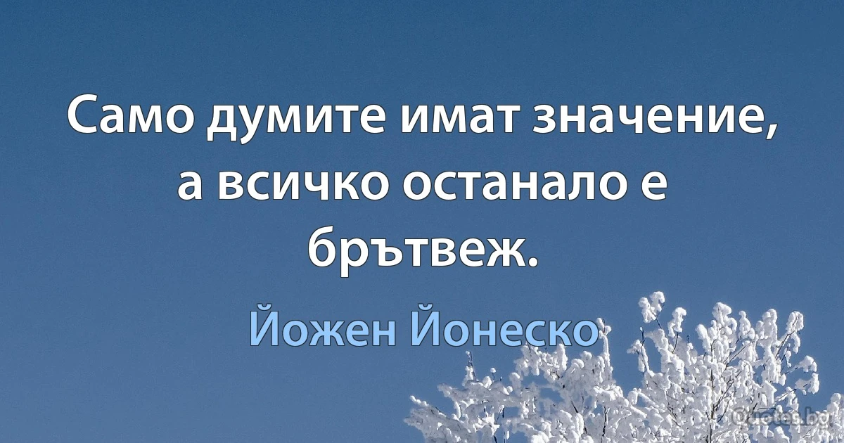 Само думите имат значение, а всичко останало е брътвеж. (Йожен Йонеско)