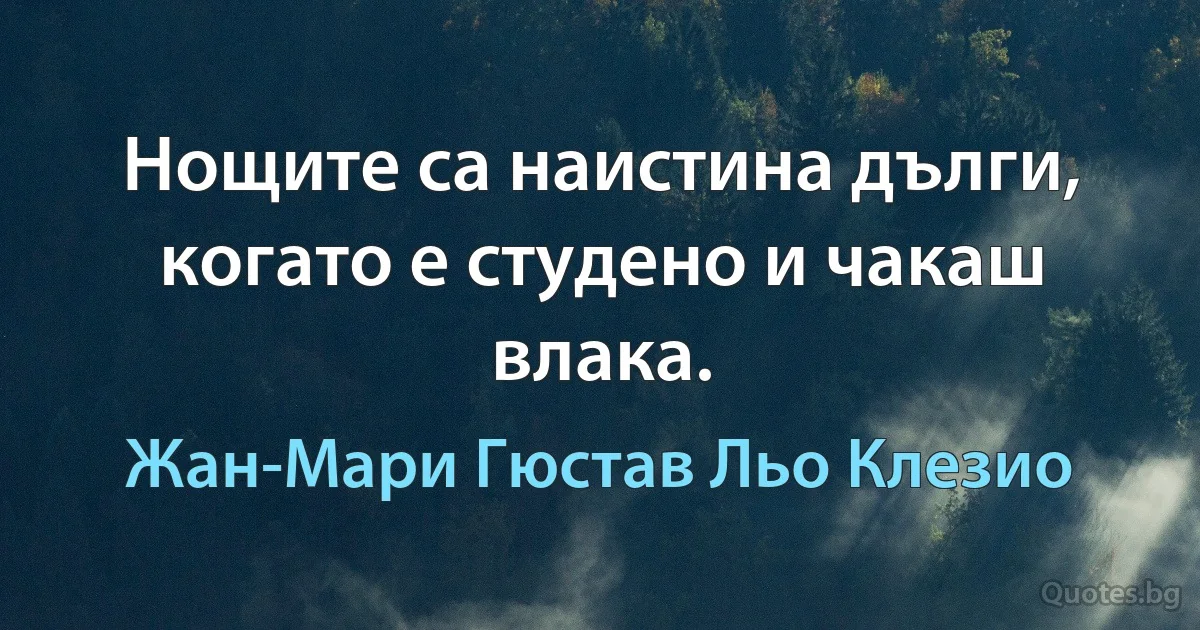 Нощите са наистина дълги, когато е студено и чакаш влака. (Жан-Мари Гюстав Льо Клезио)