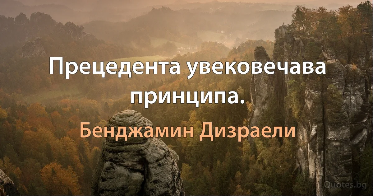 Прецедента увековечава принципа. (Бенджамин Дизраели)