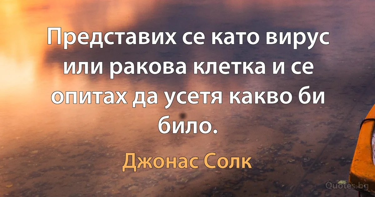 Представих се като вирус или ракова клетка и се опитах да усетя какво би било. (Джонас Солк)