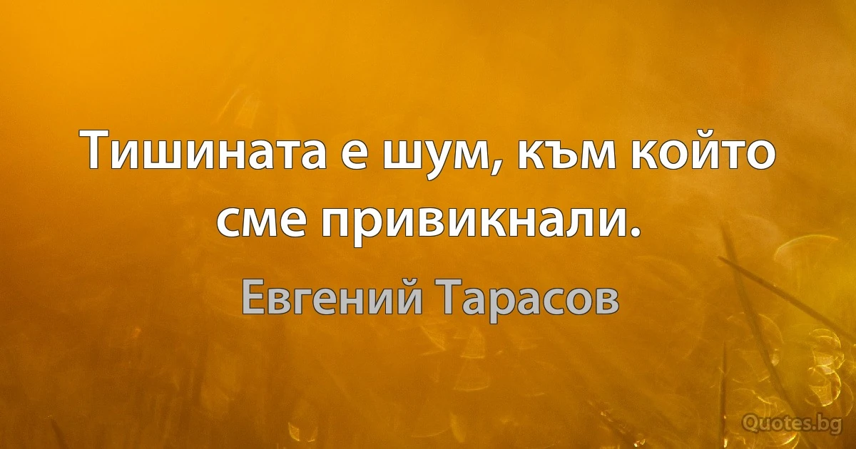 Тишината е шум, към който сме привикнали. (Евгений Тарасов)