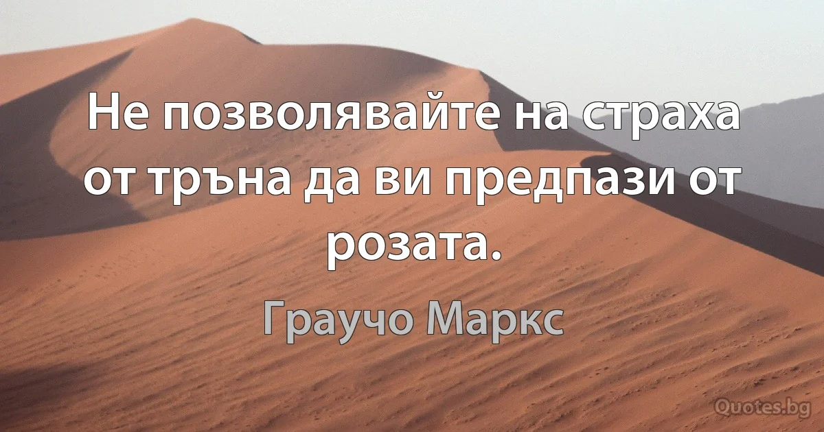 Не позволявайте на страха от тръна да ви предпази от розата. (Граучо Маркс)