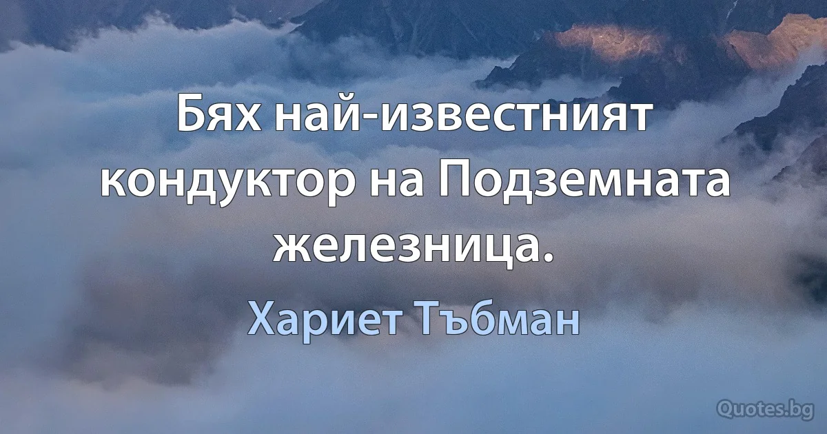 Бях най-известният кондуктор на Подземната железница. (Хариет Тъбман)