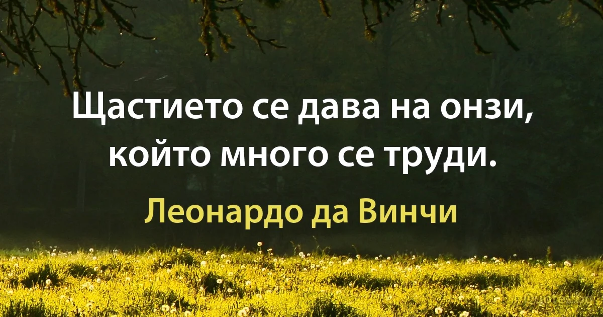 Щастието се дава на онзи, който много се труди. (Леонардо да Винчи)