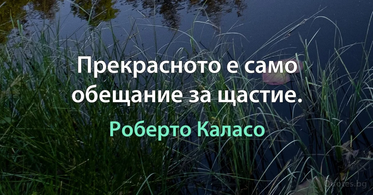 Прекрасното е само обещание за щастие. (Роберто Каласо)