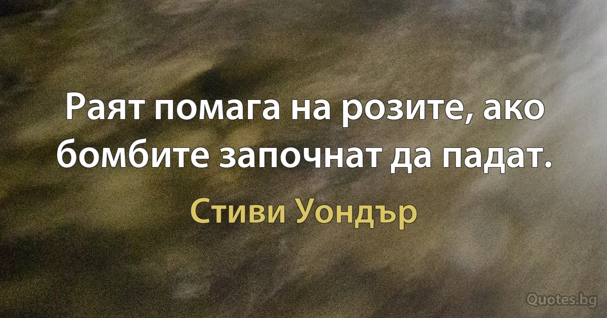 Раят помага на розите, ако бомбите започнат да падат. (Стиви Уондър)