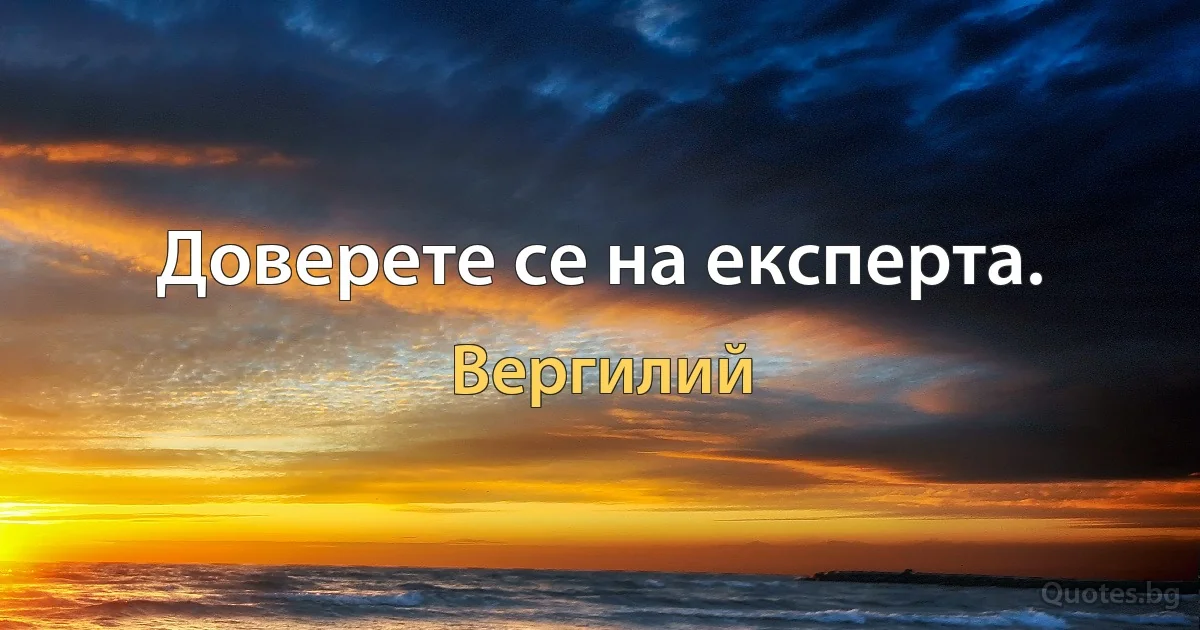 Доверете се на експерта. (Вергилий)