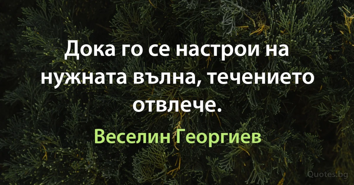 Дока го се настрои на нужната вълна, течението отвлече. (Веселин Георгиев)