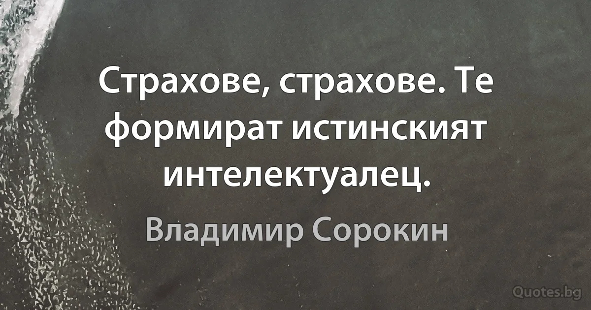 Страхове, страхове. Те формират истинският интелектуалец. (Владимир Сорокин)